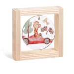 Ξύλινο καδράκι με plexiglass, θέμα καμηλοπάρδαλη σε φόρμουλα