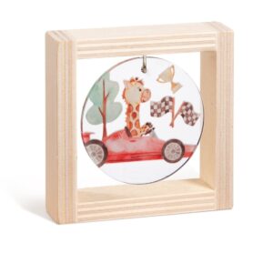 Ξύλινο καδράκι με plexiglass, θέμα καμηλοπάρδαλη σε φόρμουλα