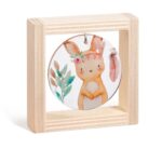 Ξύλινο καδράκι με plexiglass, θέμα λαγουδίνα σε boho style