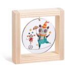 Ξύλινο καδράκι με plexiglass, θέμα panda στο τσίρκο