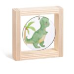 Ξύλινο καδράκι με plexiglass, θέμα βεραμάν δεινόσαυρος