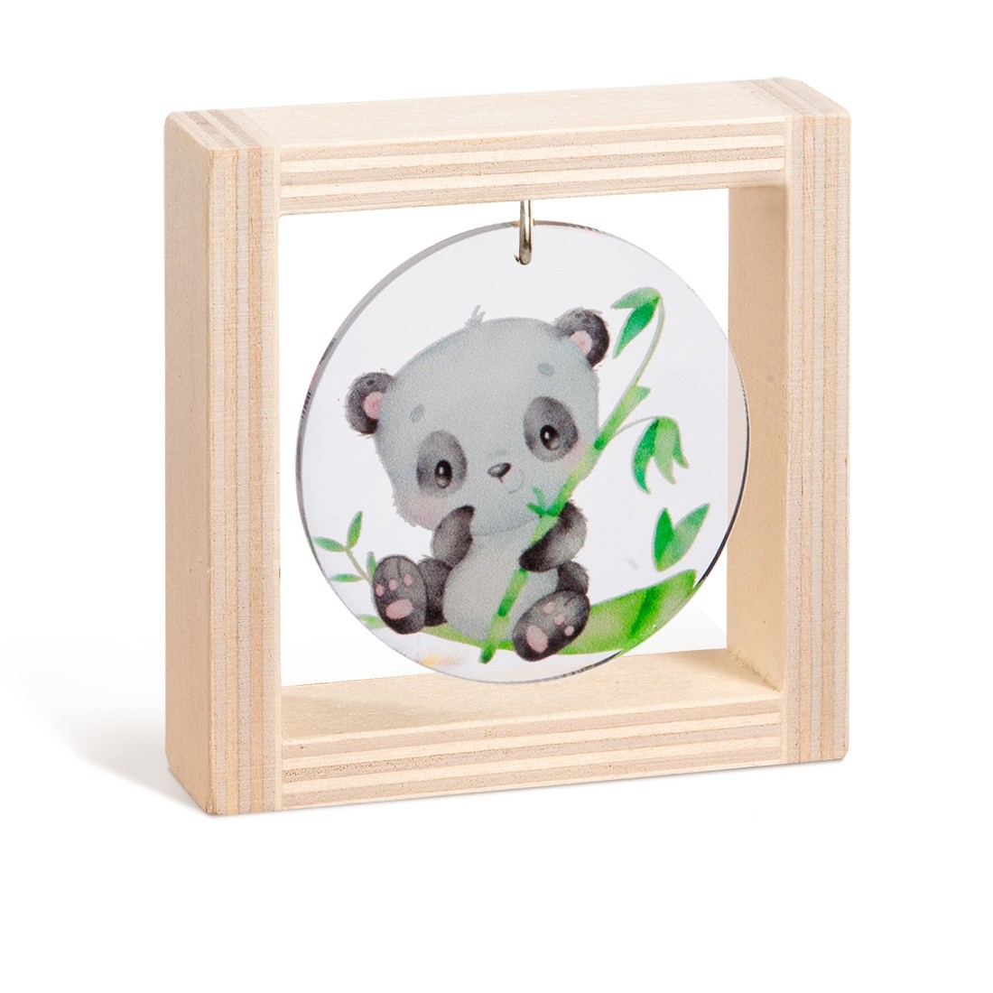 Ξύλινο_καδράκι_με_plexiglass Ξύλινο καδράκι με plexiglass, θέμα panda με ευκάλυπτο