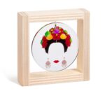 Ξύλινο καδράκι με plexiglass, θέμα Frida Kahlo