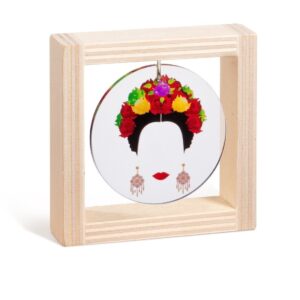 Ξύλινο καδράκι με plexiglass, θέμα Frida Kahlo