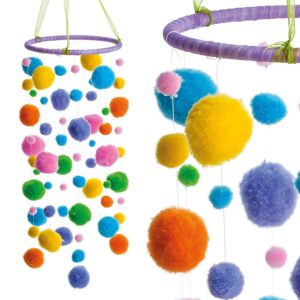 Υφασμάτινη ονειροπαγίδα με πολύχρωμα pom-pom