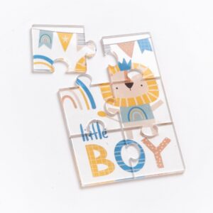 Plexiglass puzzle 6 κομματιών με τύπωμα λιονταράκι σε σιελ αποχρώσεις