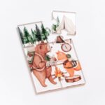 Plexiglass puzzle 6 κομματιών με τύπωμα αρκούδας και αλεπούς σε camping