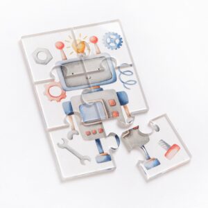 Plexiglass puzzle 6 κομματιών με τύπωμα ρομπότ