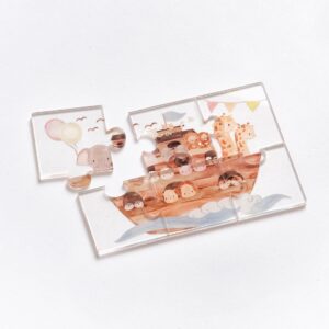 Plexiglass puzzle 6 κομματιών με τύπωμα κιβωτού με ζωάκια