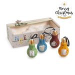 Ξύλινο κουτί με χριστουγεννιάτικες μπάλες noel
