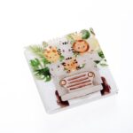Σουβέρ από λευκό μάρμαρο με print plexiglass και ζωάκια της ζούγκλας