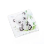 Σουβέρ από λευκό μάρμαρο με print plexiglass και σχέδιο panda με ευκάλυπτο