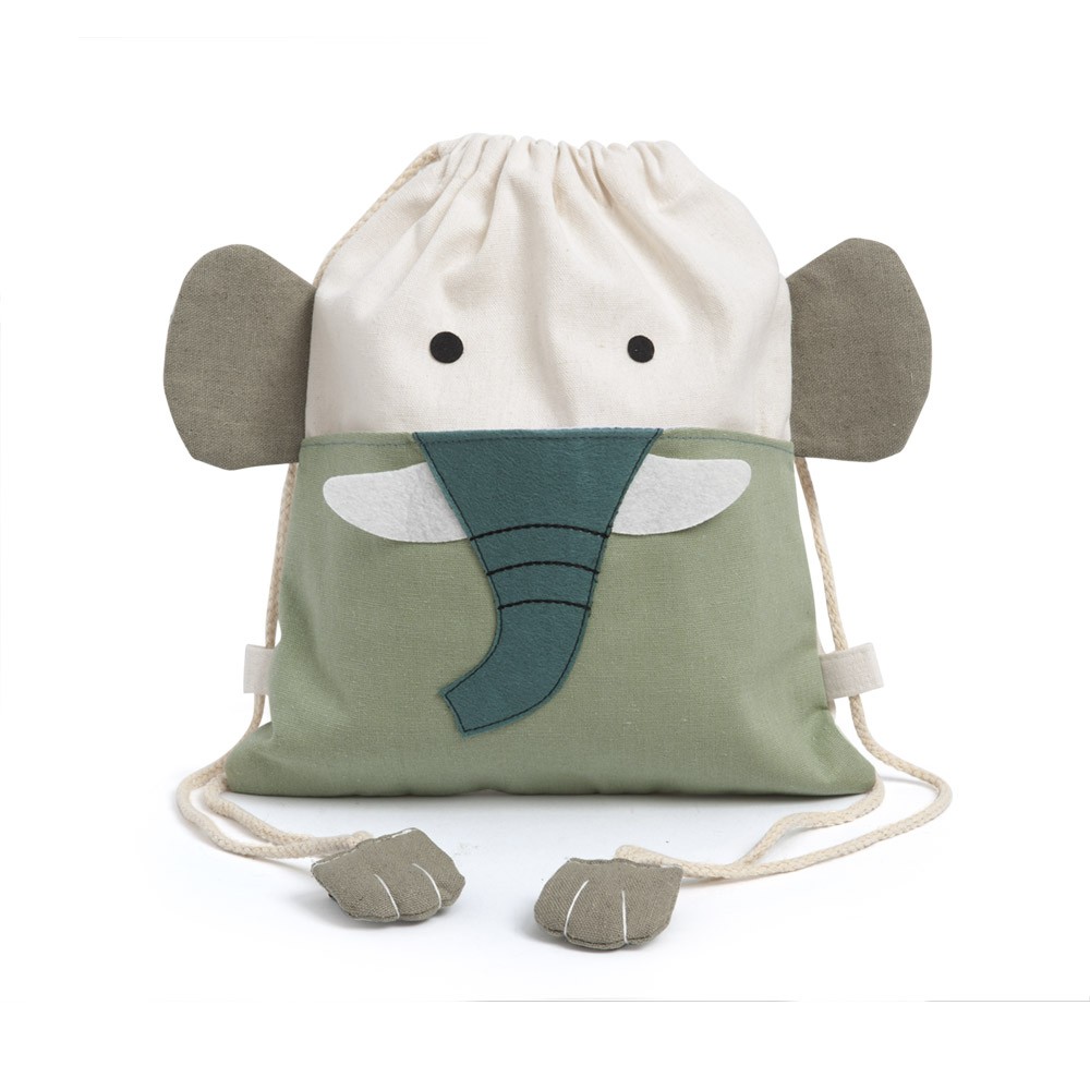 Υφασμάτινο_Backpack_Ελεφαντάκι Παιδικό backpack υφασμάτινο με τσεπάκι και ελεφαντάκι
