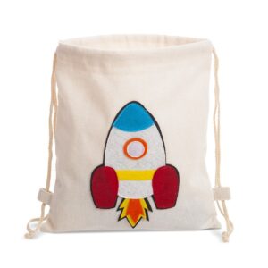 Υφασμάτινο backpack με σχέδιο πυραύλου σε εκρού