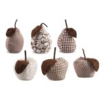 Υφασμάτινο διακοσμητικό μήλο και αχλάδι σε καφέ