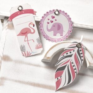 Χάρτινη ετικέτα με τύπωμα flamingo σε ροζ αποχρώσεις
