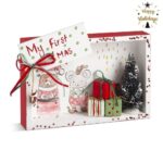 Ξύλινο καδράκι My First Xmas με κόκκινα αστεράκια