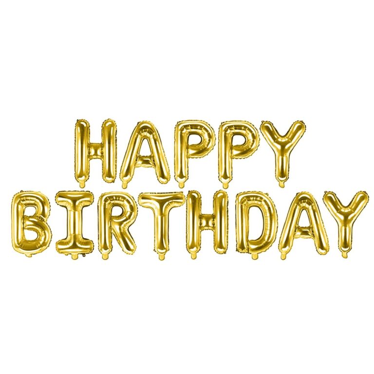 Φουσκωτό μεταλλιζέ Happy Birthday ύψος γραμμάτων